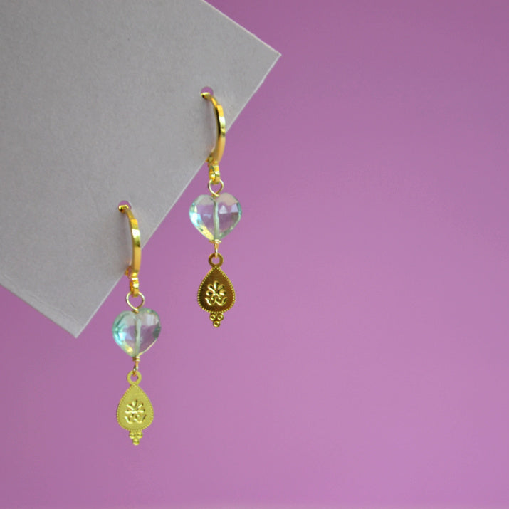 AROS AGUAMARINA CORAZÓN