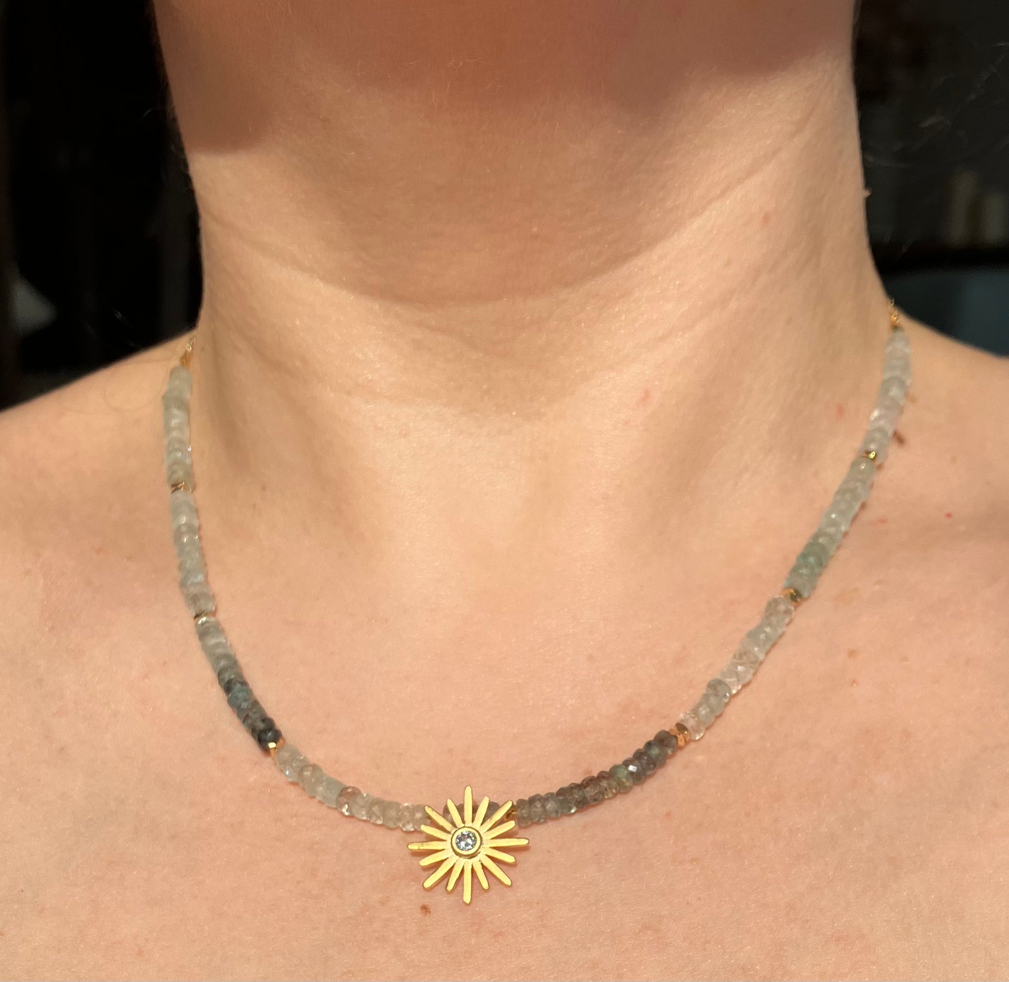 COLLAR SOL DE AGUAMARINAS