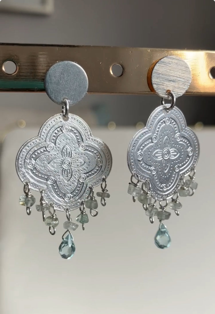 AROS PLATA MANDALA Y AGUAMARINAS