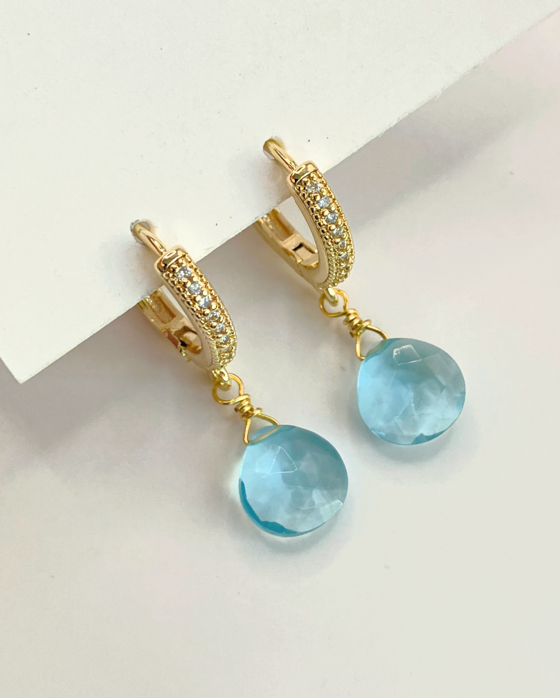 AROS TOPACIO Y ARGOLLA BAÑO ORO 18 K CON CIRCONES