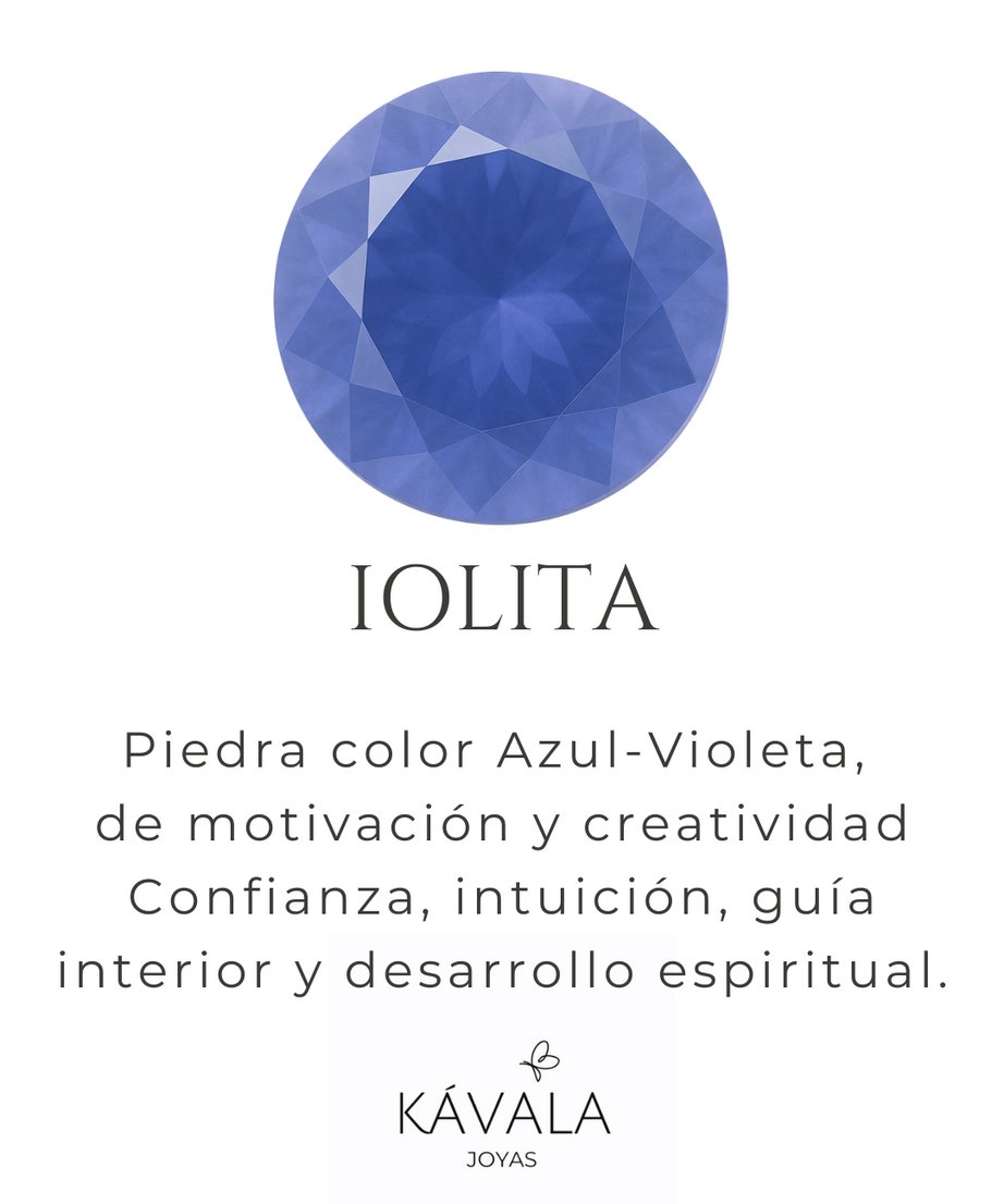 AROS DAISY CON PIEDRA IOLITA, PIEDRA DE LA MOTIVACIÓN
