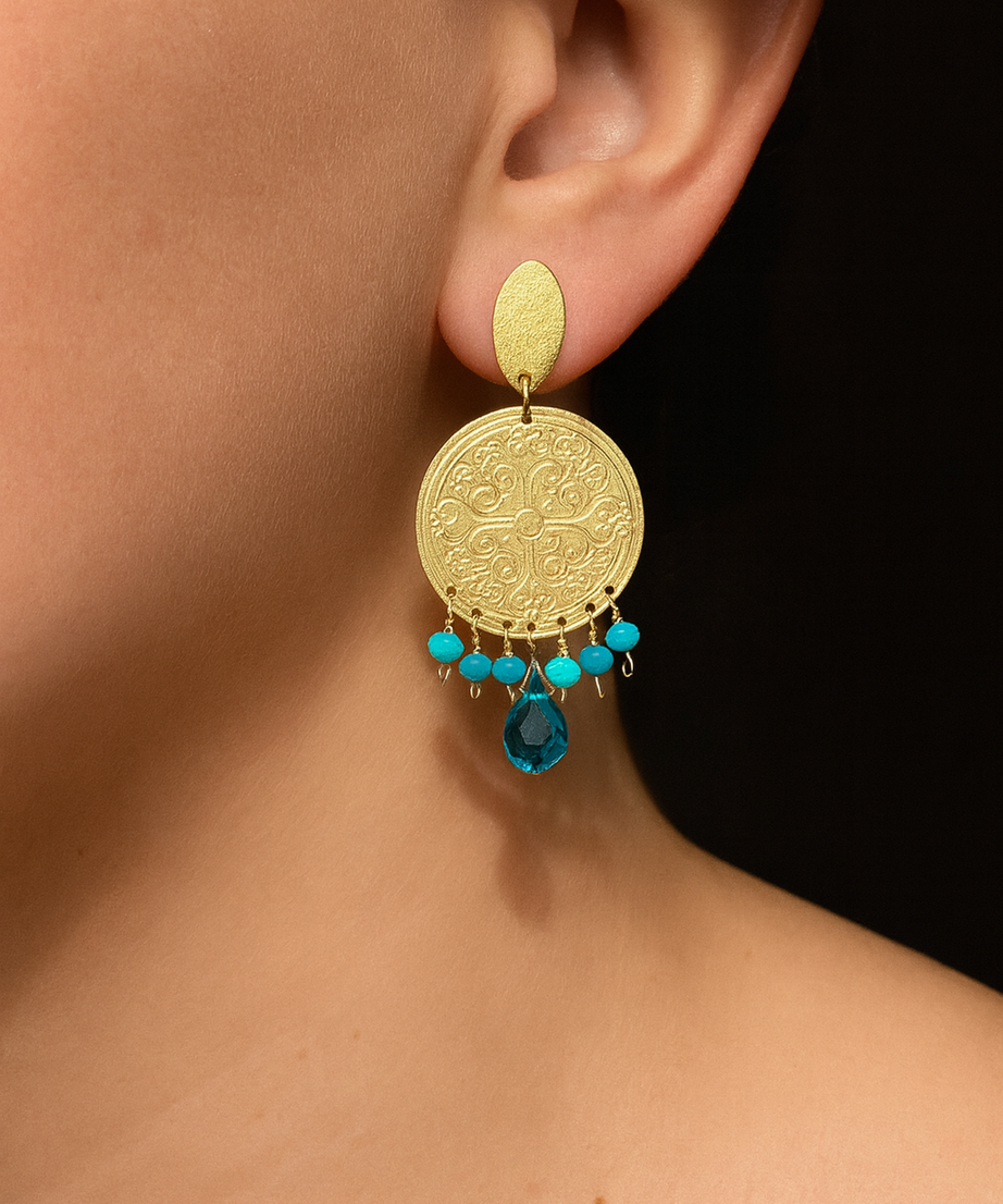 AROS TURQUESA Y CUARZO