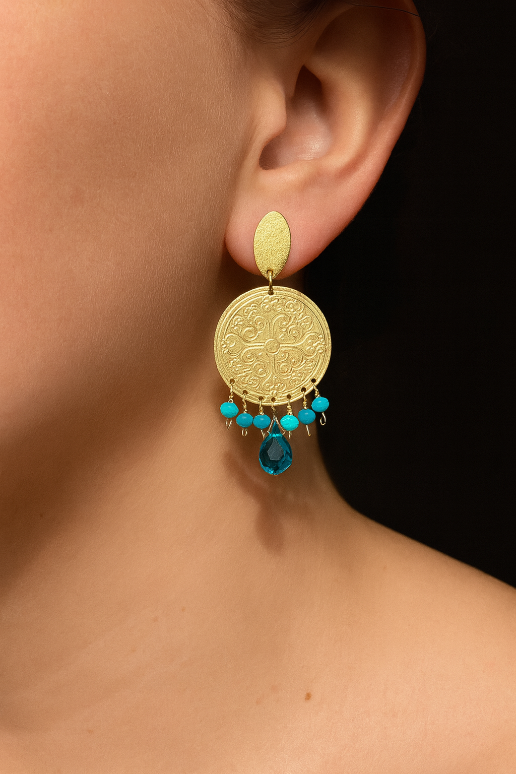 AROS TURQUESA Y CUARZO