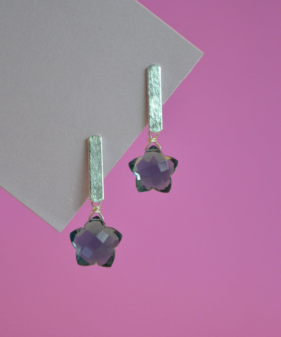 AROS DE PLATA Y ESTRELLA TOPACIO AZUL
