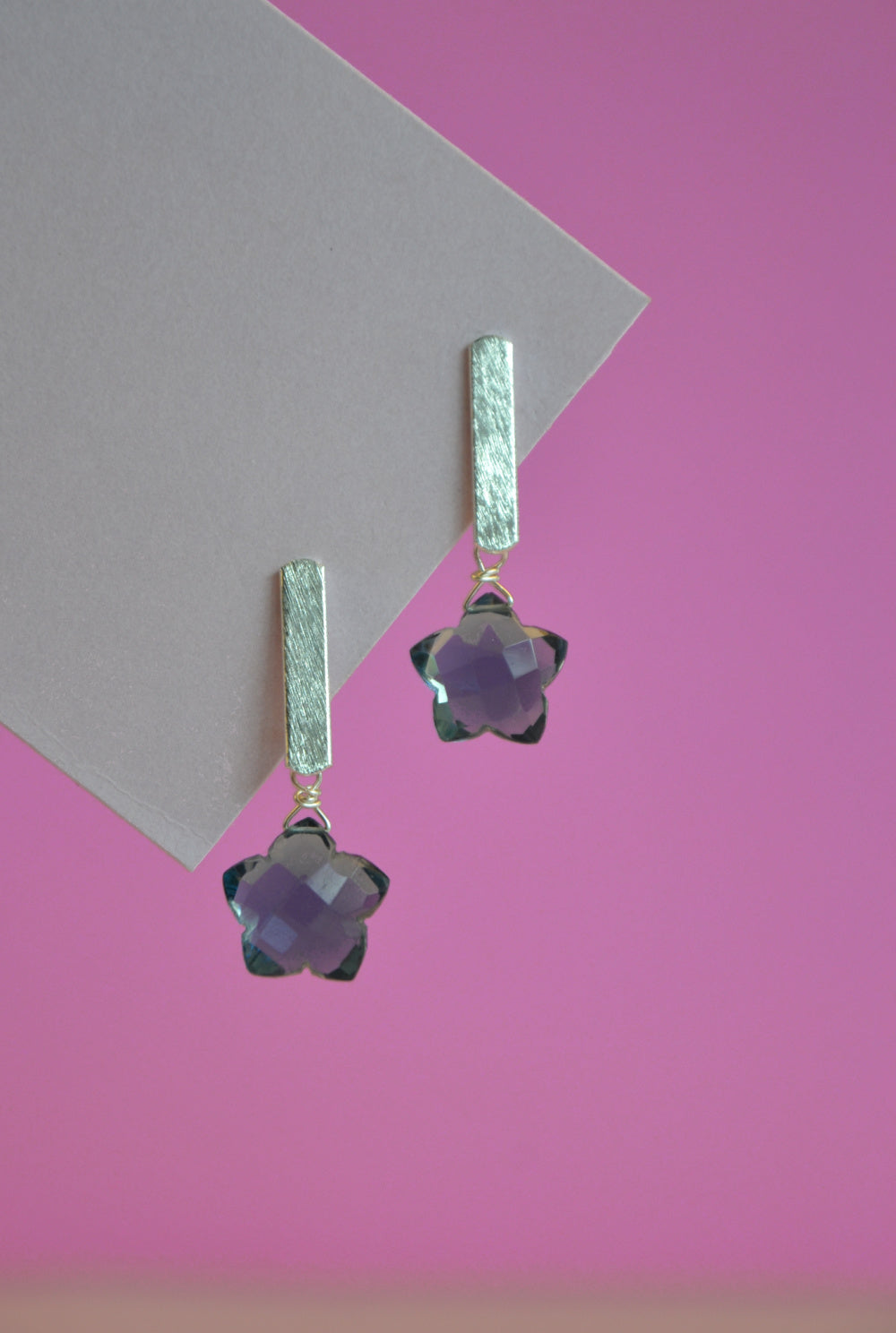 AROS DE PLATA Y ESTRELLA TOPACIO AZUL