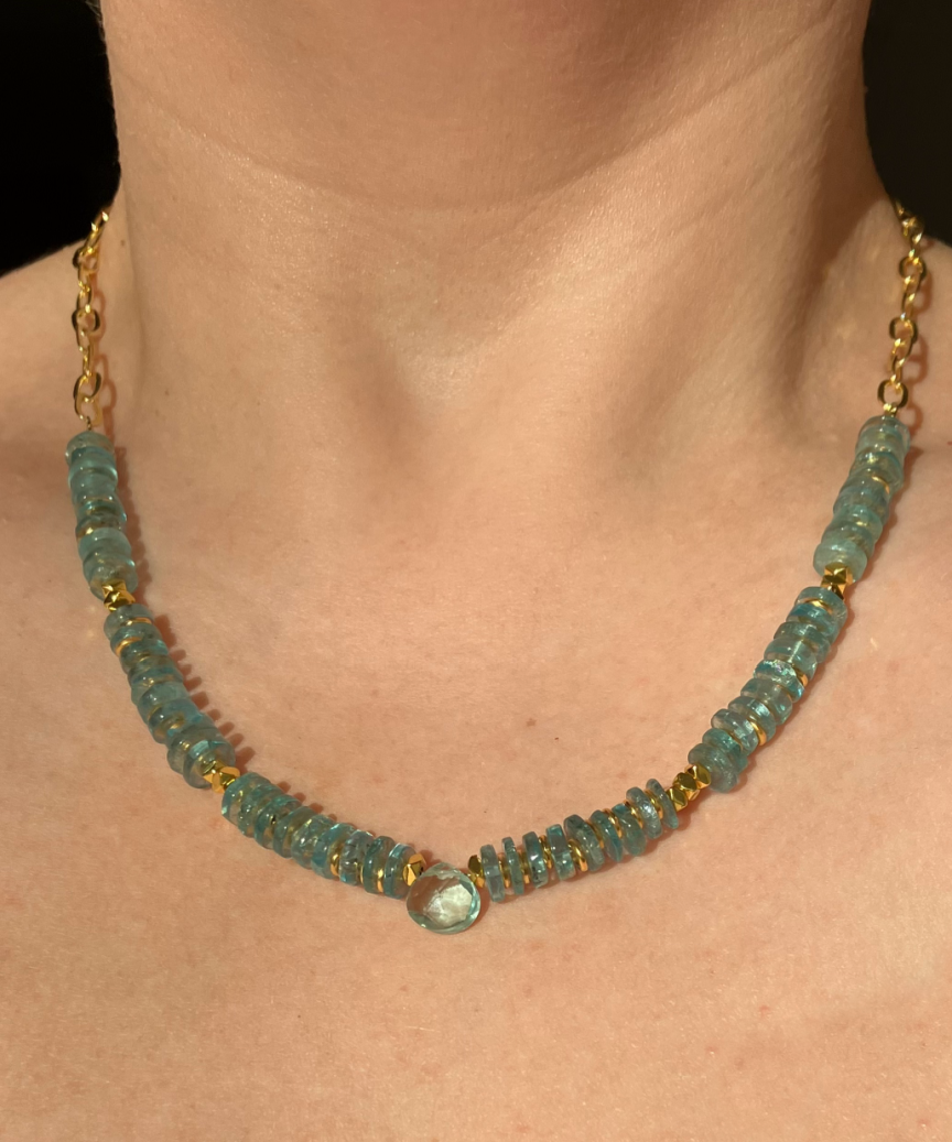 COLLAR APATITA CON AGUAMARINA