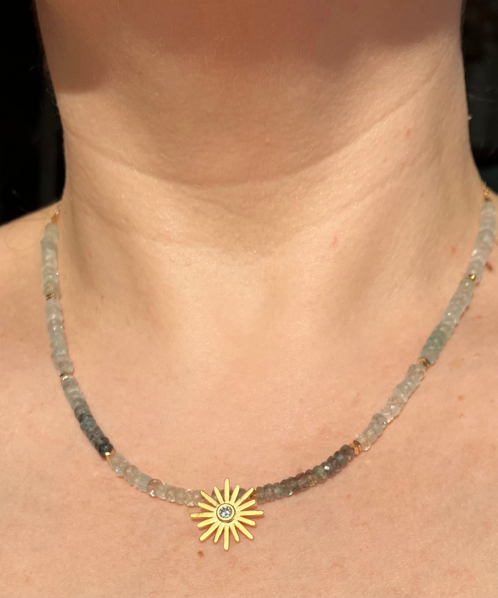 COLLAR SOL DE AGUAMARINAS