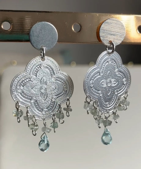 AROS PLATA MANDALA Y AGUAMARINAS
