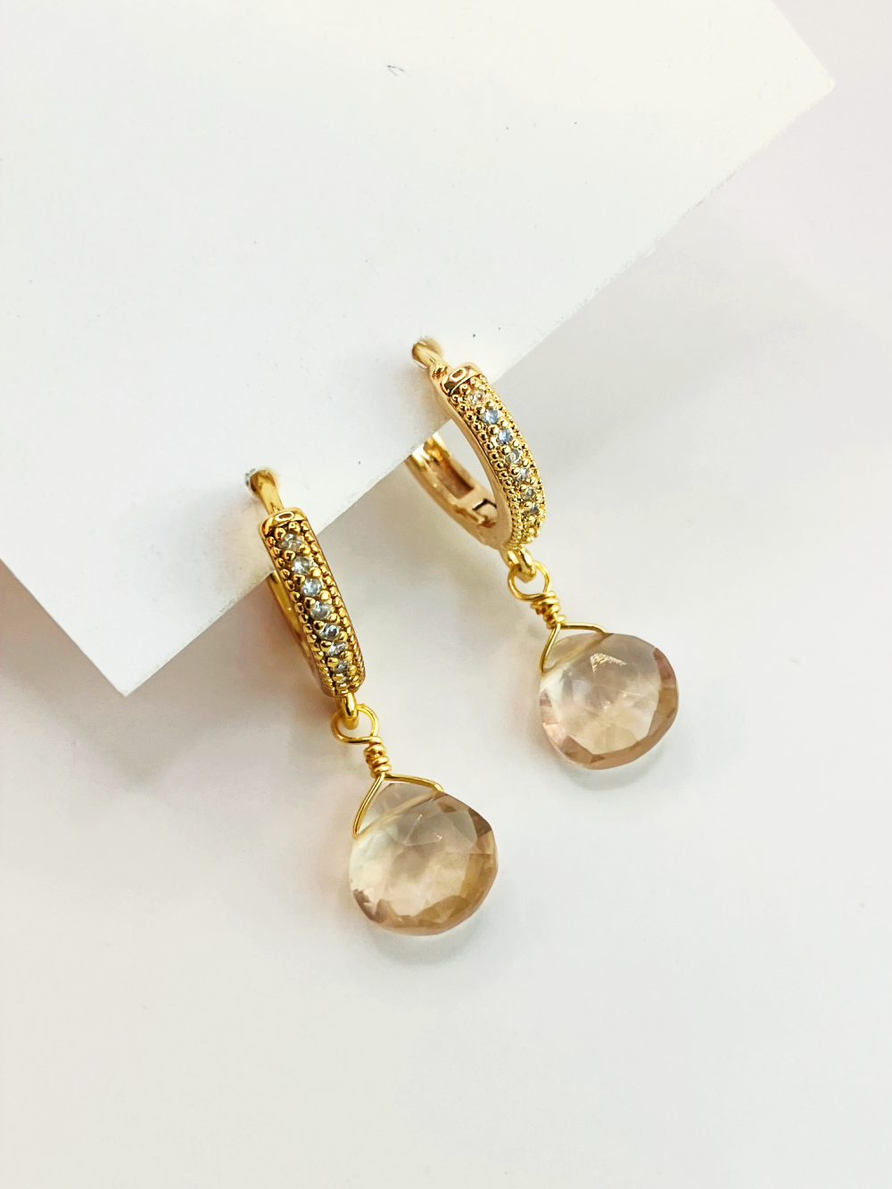 AROS CITRINO Y ARGOLLA BAÑO ORO 18 K CON CIRCONES