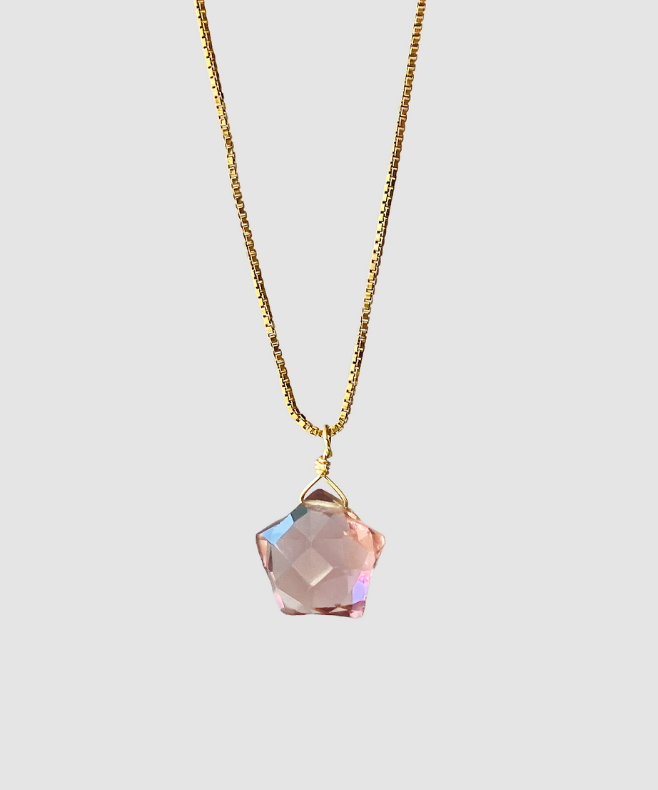 Collar Estrella de Kunzita con cadena de oro 18K