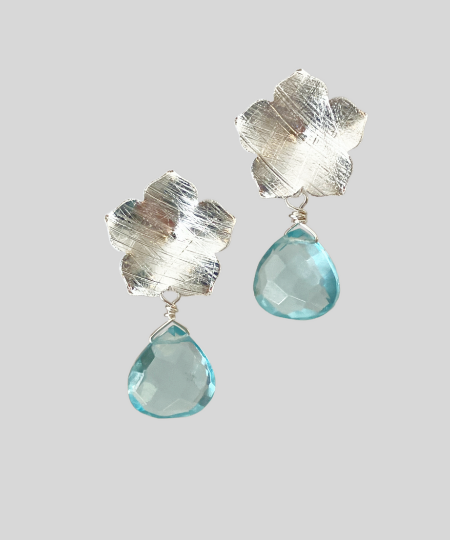 AROS FLOR DE PLATA Y TOPACIO