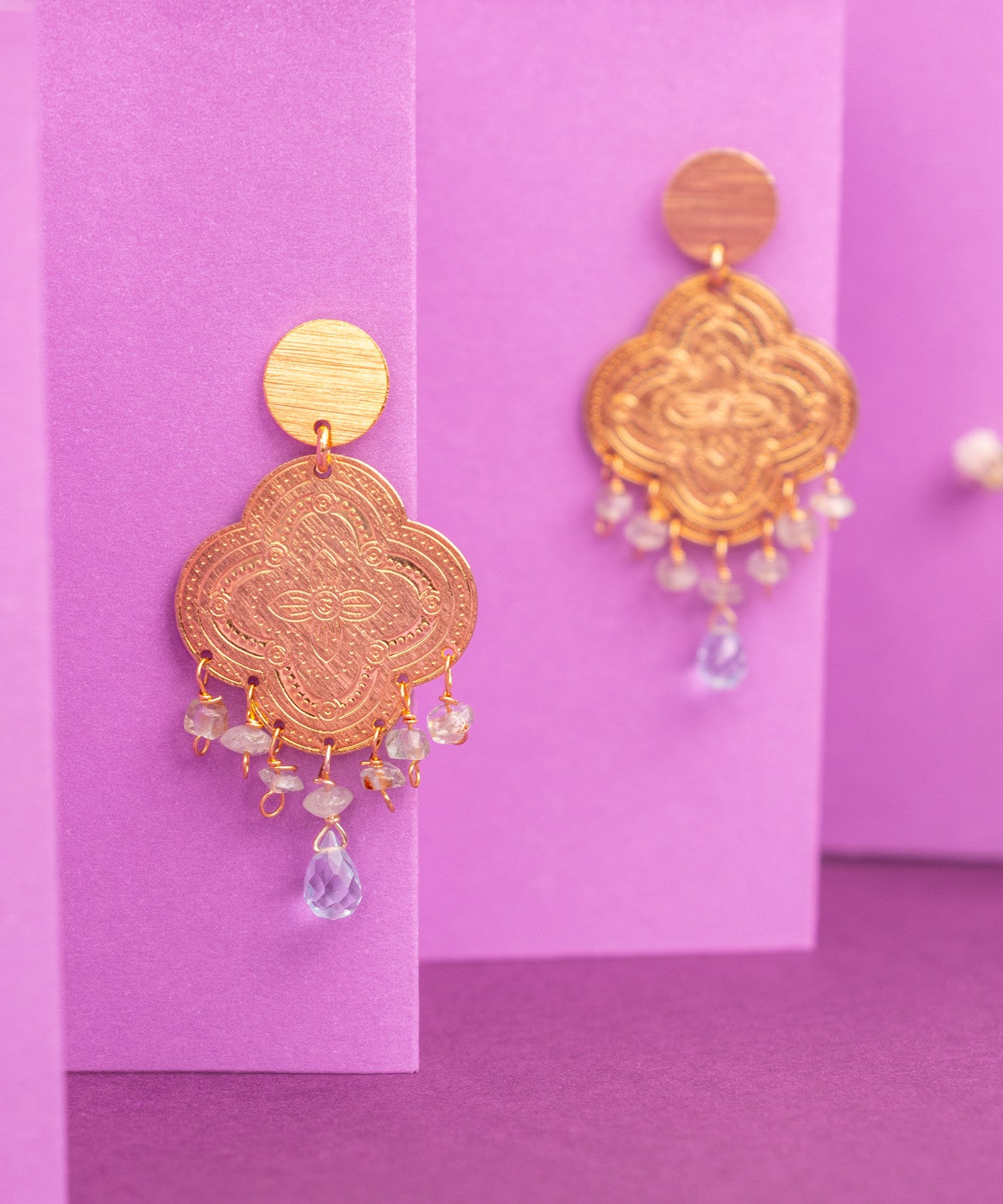 AROS MANDALA  BAÑADOS EN ORO Y AGUAMARINAS