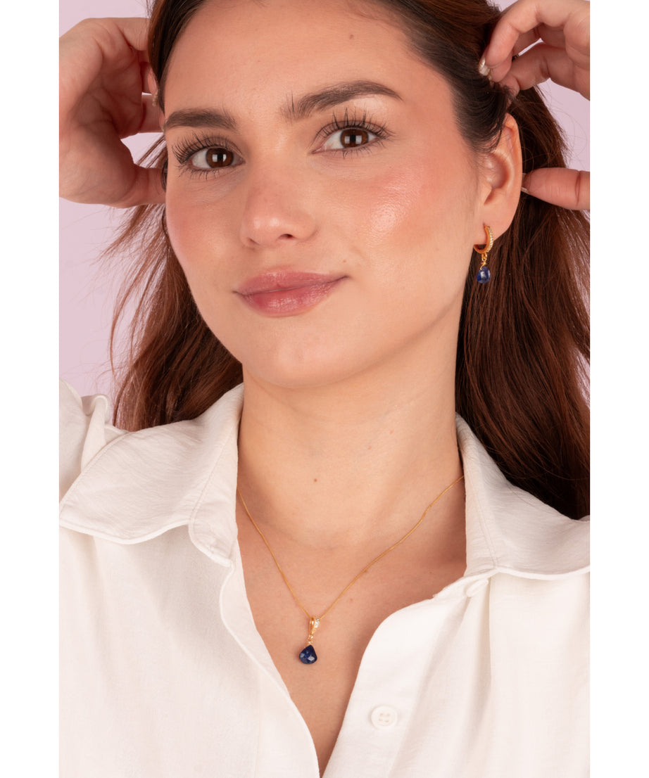 AROS DORADOS DE RAÍZ DE ZAFIRO AZUL Y CIRCONES