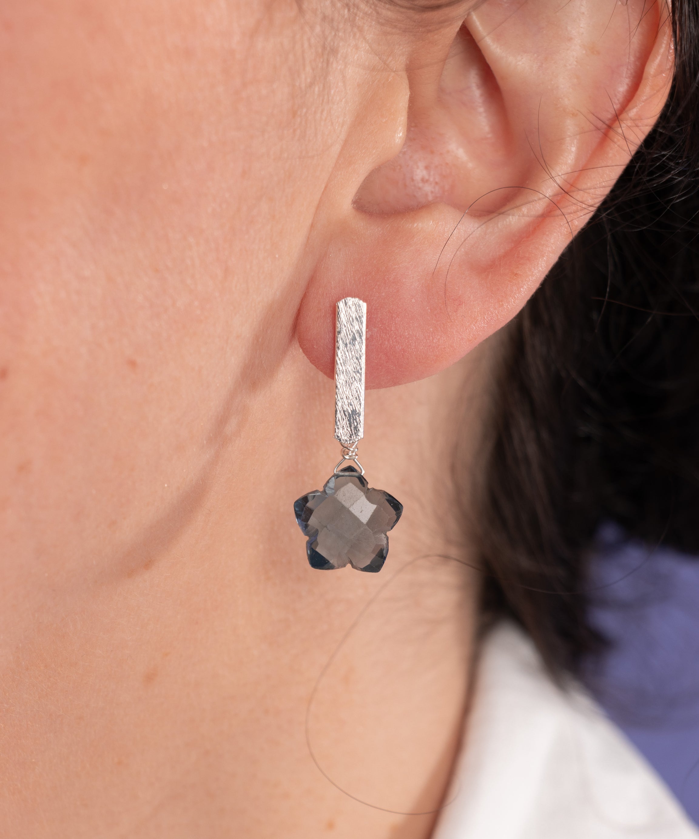 AROS DE PLATA Y ESTRELLA TOPACIO AZUL