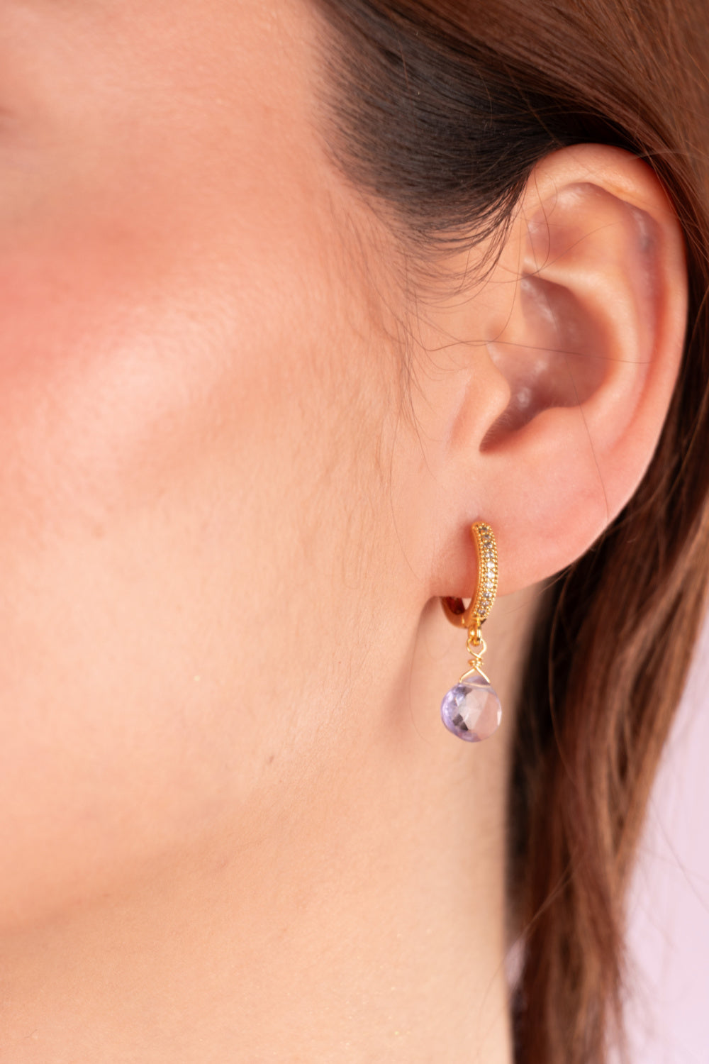 AROS AMATISTA Y ARGOLLA BAÑO ORO 18 K CON CIRCONES