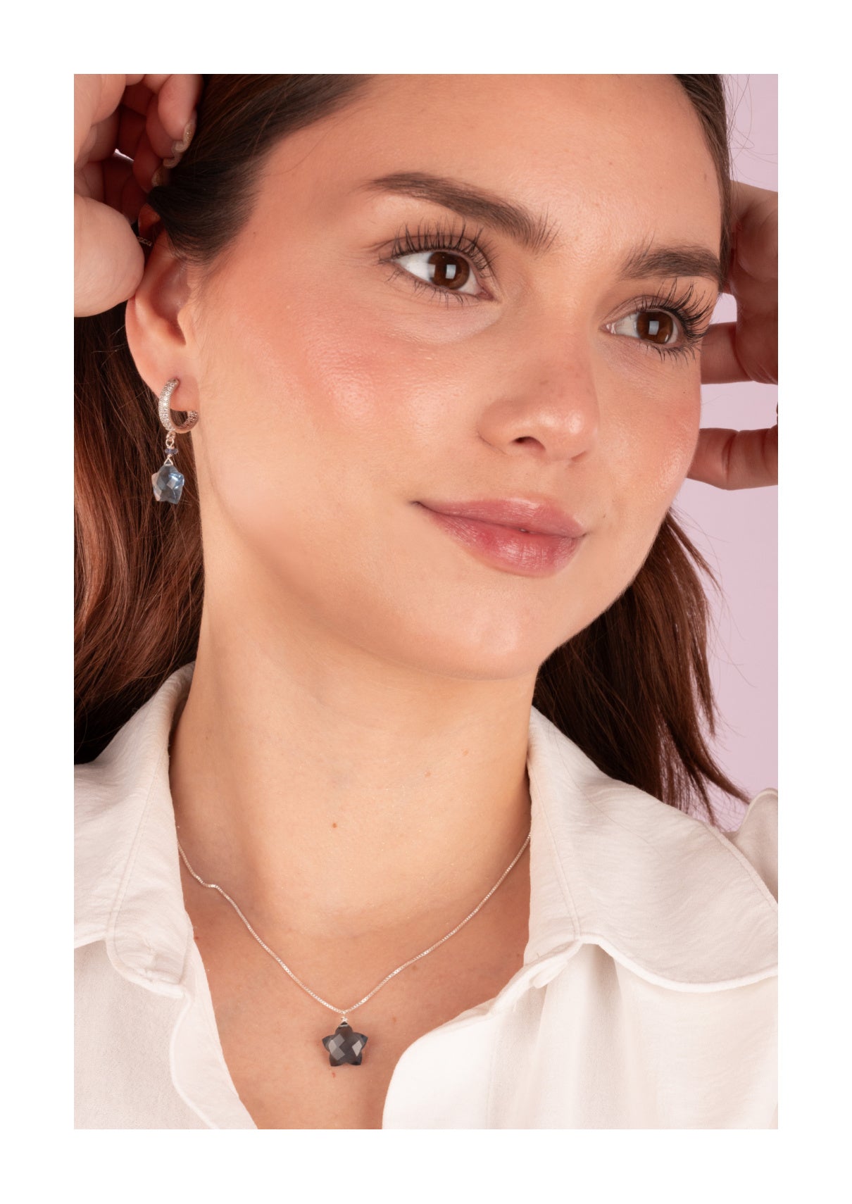 Collar Estrella Topacio Azul con cadena de plata
