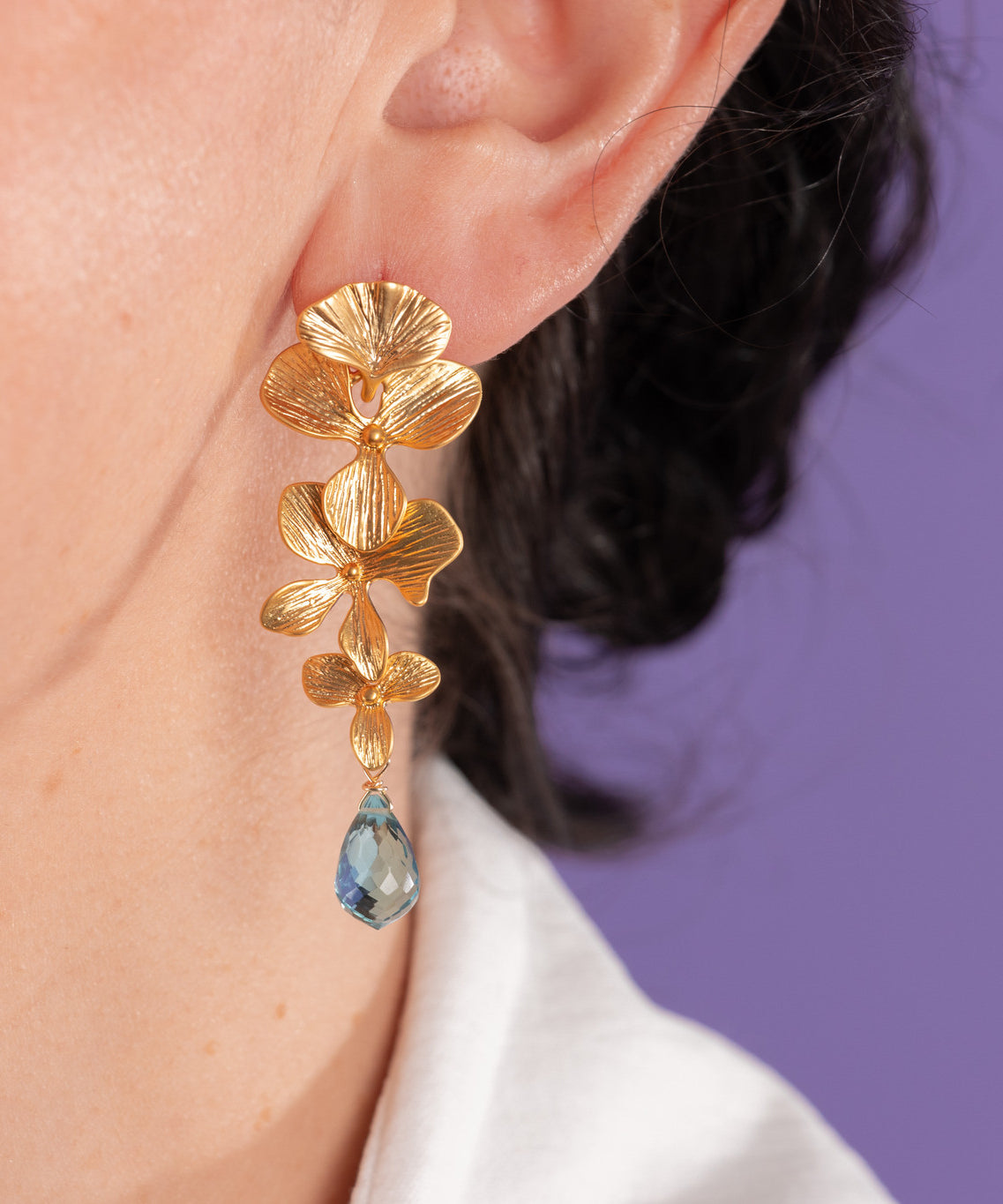 AROS ORQUÍDEAS y AGUAMARINAS piedra de la Calma