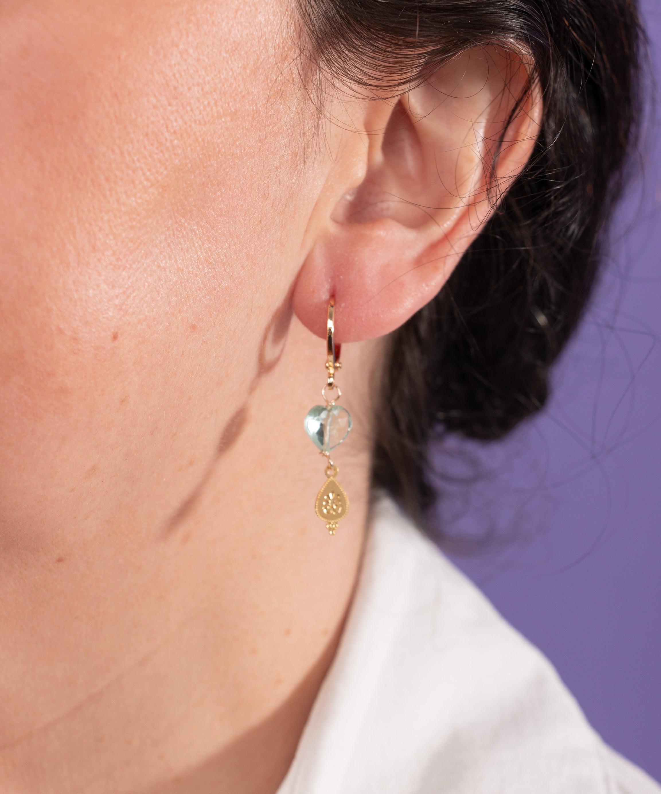 AROS AGUAMARINA CORAZÓN