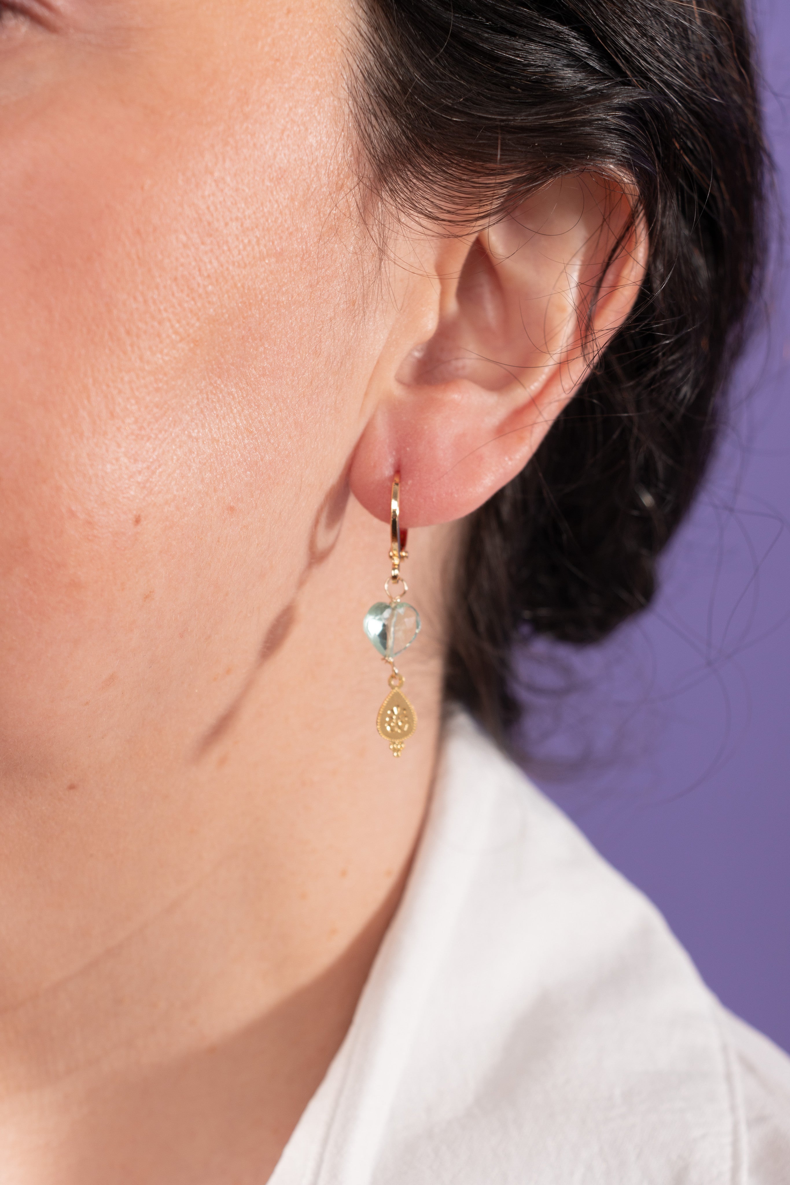 AROS AGUAMARINA CORAZÓN