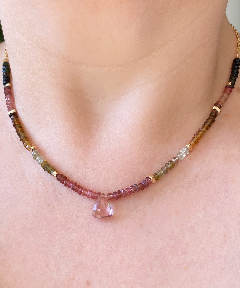 COLLAR TURMALINAS Y KUNZITA