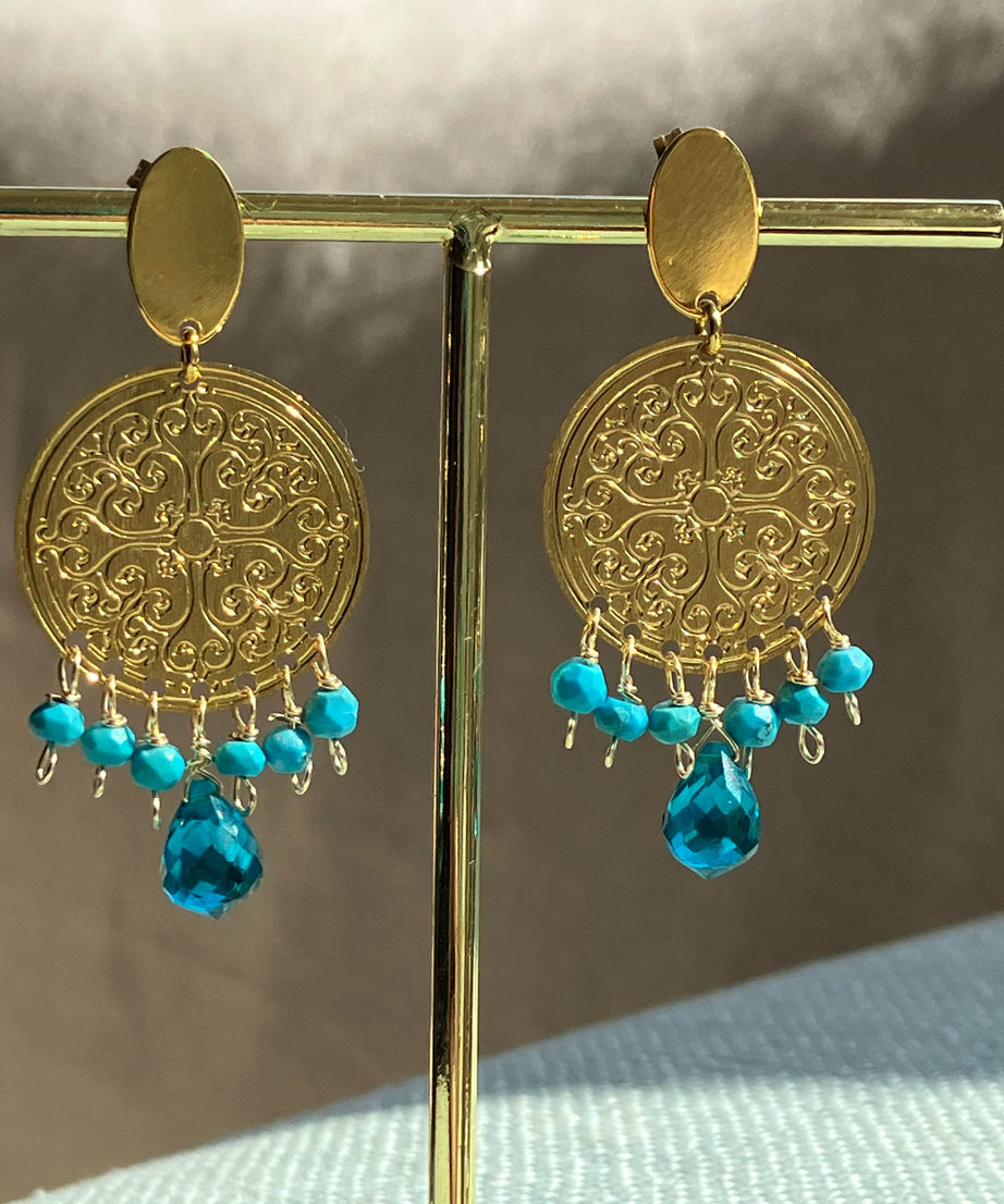 AROS TURQUESA Y CUARZO